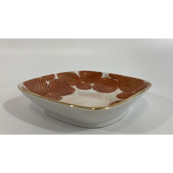 Genuine Kutani Japanese Handpainted Square Dish Bowl Chrysanthemum - Picture 8 of 9